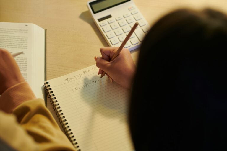 Schoolgirl Solving Equations